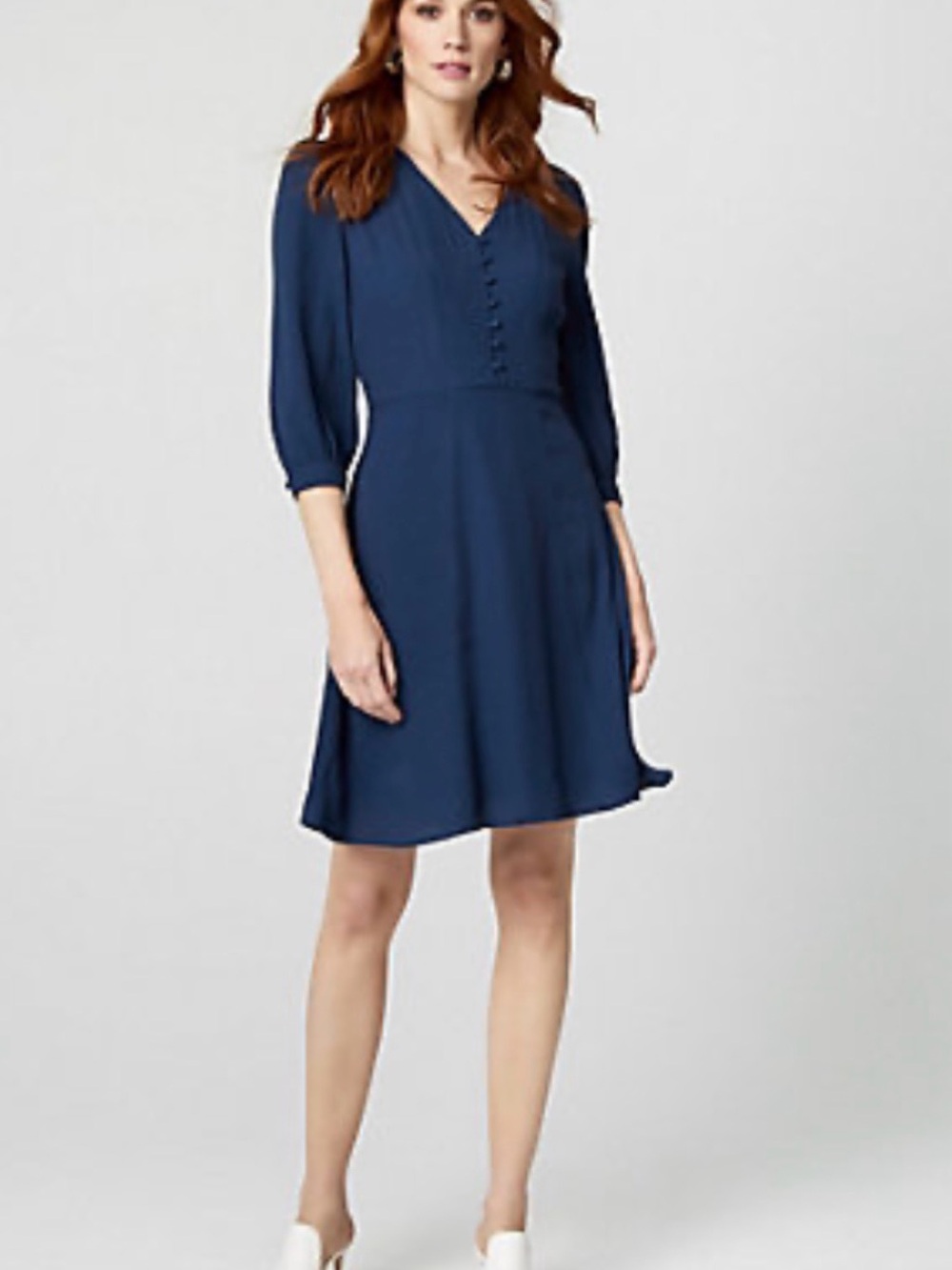 Le Chateau Navy V-Neck Button-Front Mini Dress